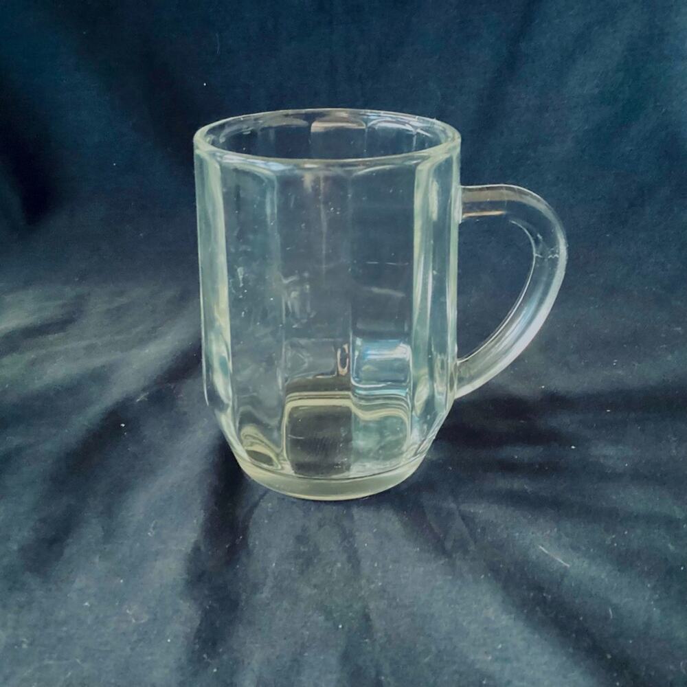 Clear Ribbed Glass Coffee Mug